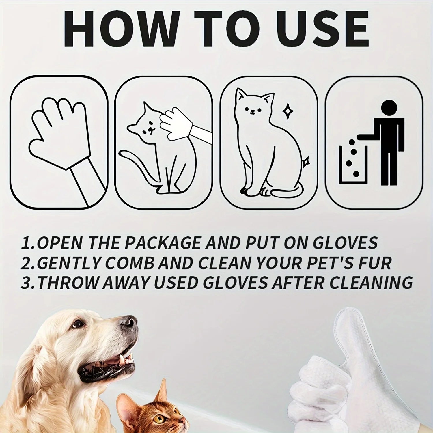 Pet Grooming Glove Wipes — Cleaning & Deodorizing On-the-Go, 18-Count