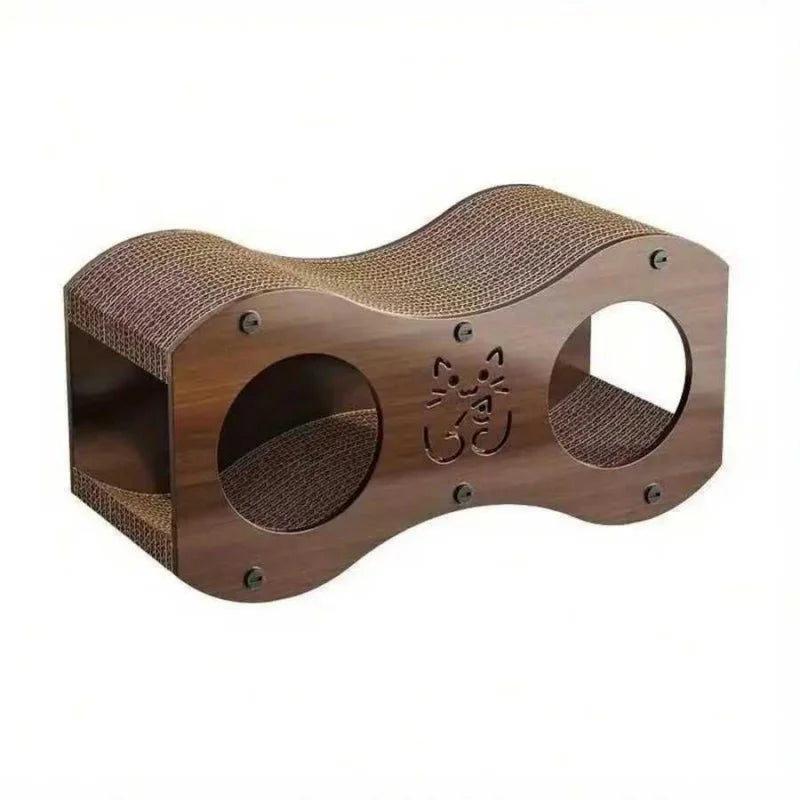 Walnut Cat Scratching Post with Integrated Bed, All-Season