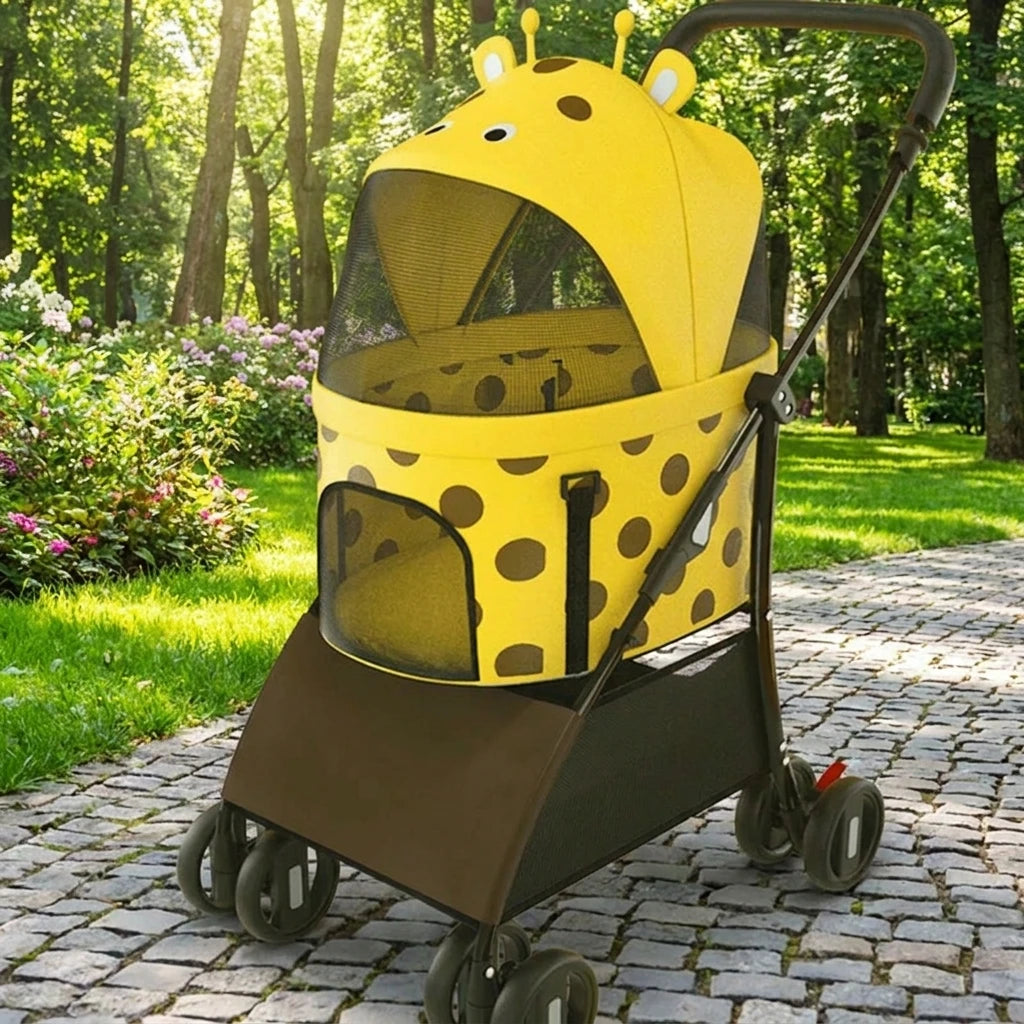 Separable Lightweight Foldable Pet Stroller Cart for Medium Dogs — Portable Outdoor Carrier