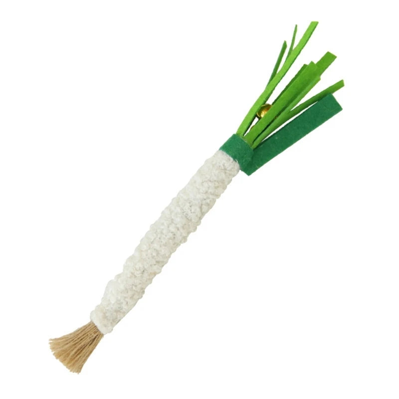 3-Piece Silvervine Scallion Shape Cat Chew Toy — Raffia Teeth Cleaning Cat Toy Set