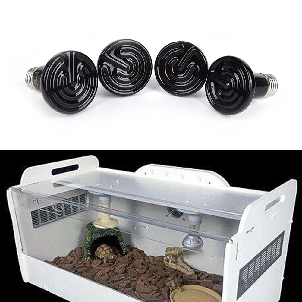 Black Ceramic Heat Emitter — No-Light Infrared Bulb for Snake & Chameleon Tanks