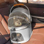 Multi-Ventilated High-View Pet Stroller with Detachable Basket & Car Travel Bag
