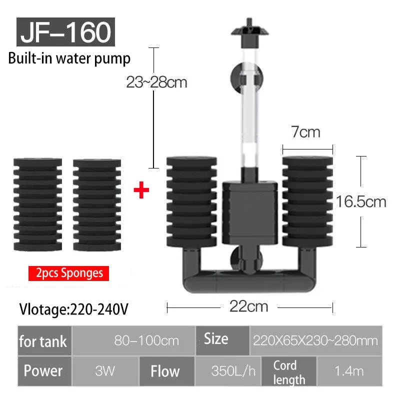 Submersible Aquarium Filter with Bio Media Balls 220V