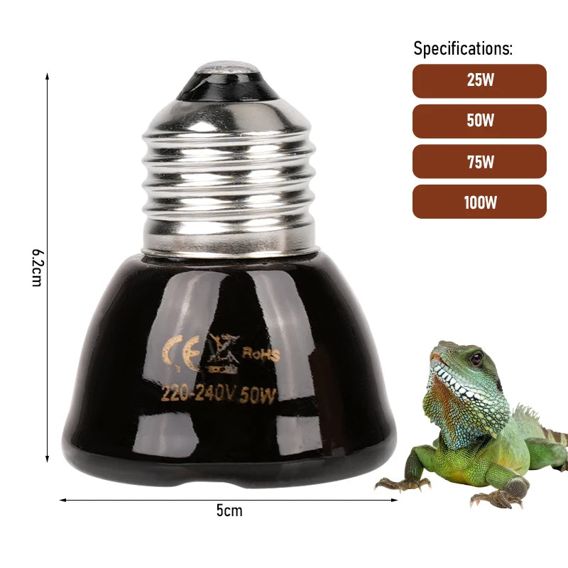 No-Light Ceramic Heat Bulb — Far-Infrared E27 Heater, 25W-200W, Small & Big Sizes