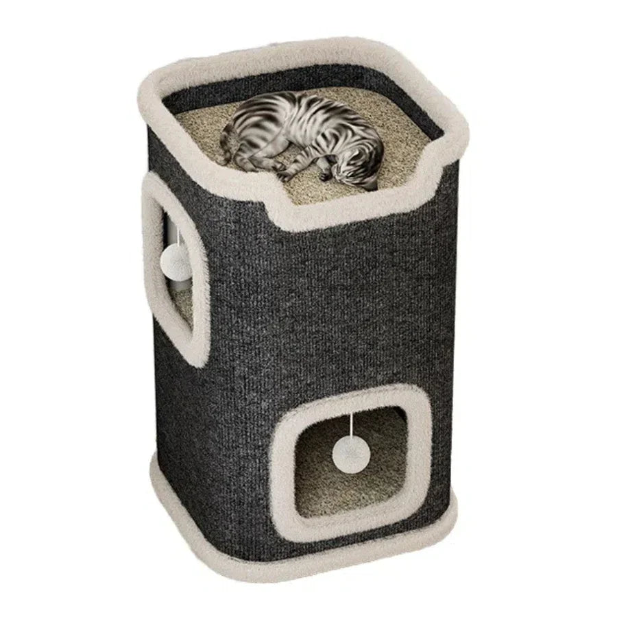 Cozy Cat Cave Bed with Hideaway Hut, Washable