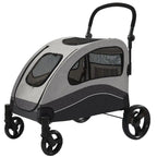 Luxury Fashion 4-Wheel Pet Stroller with Detachable Cage & Transparent Fabric — One-Hand Fold