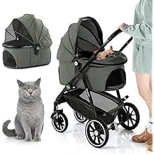 3-in-1 Lightweight Aluminum 4-Wheel Foldable Pet Stroller — Multifunction Travel System for Dogs & Cats
