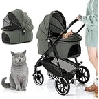 3-in-1 Lightweight Aluminum 4-Wheel Foldable Pet Stroller — Multifunction Travel System for Dogs & Cats