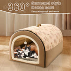 Detachable Winter Pet House — Warm Castle Bed with Washable Plush Mat