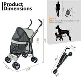 Lightweight Foldable Pet Stroller Four Wheel Teacup Poodle Cat Dog Outdoor Travel Cart Stroller for Dog Dog Trolley Dog Cart