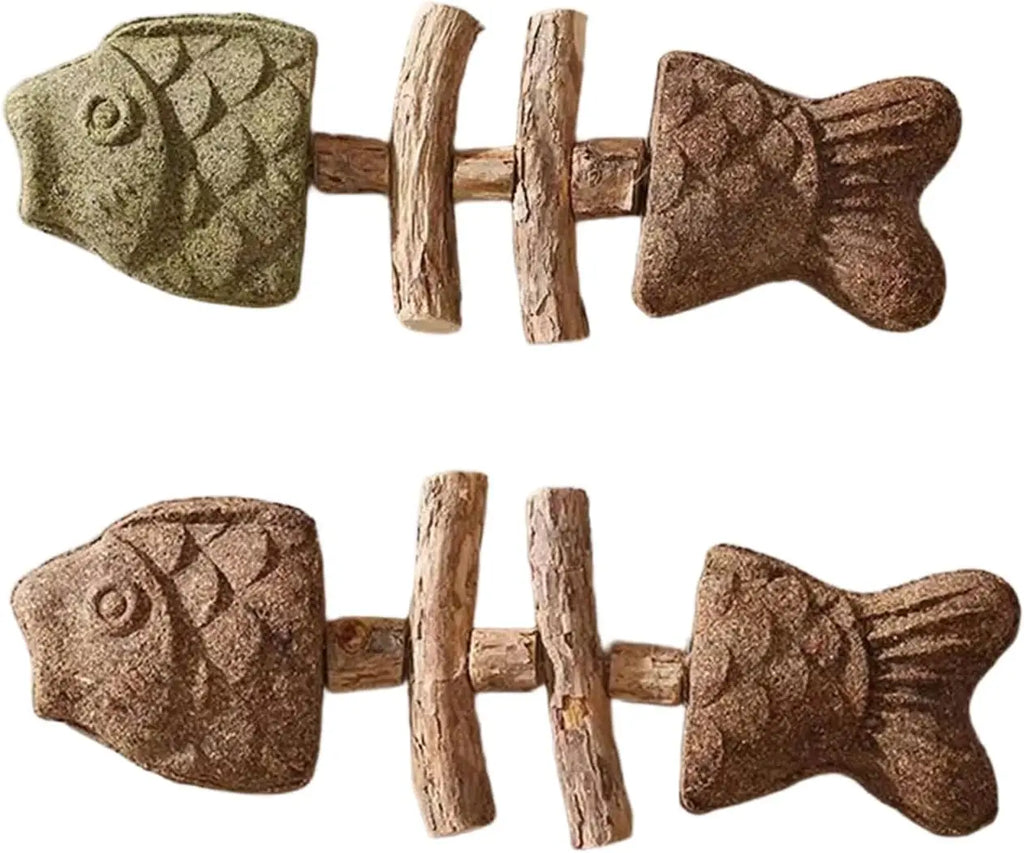 Textured Fishbone Chew Toy for Cats