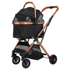 All-Terrain Puppy Cage Jogger Stroller with Detachable Carrier & Sun Shades for Large Dogs