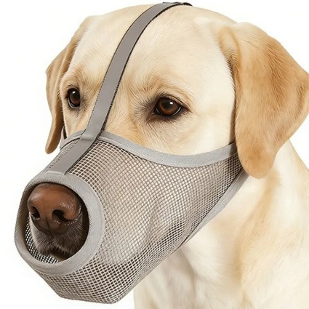 Breathable Mesh PVC Dog Muzzle (Washable, Adjustable, All Breeds)