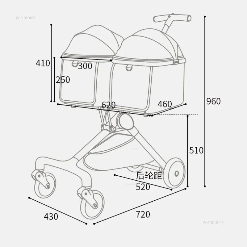 Portable Folding Double-Decker Pet Stroller for Dogs & Cats — Multi-Function Outdoor Mobile Travel Cart