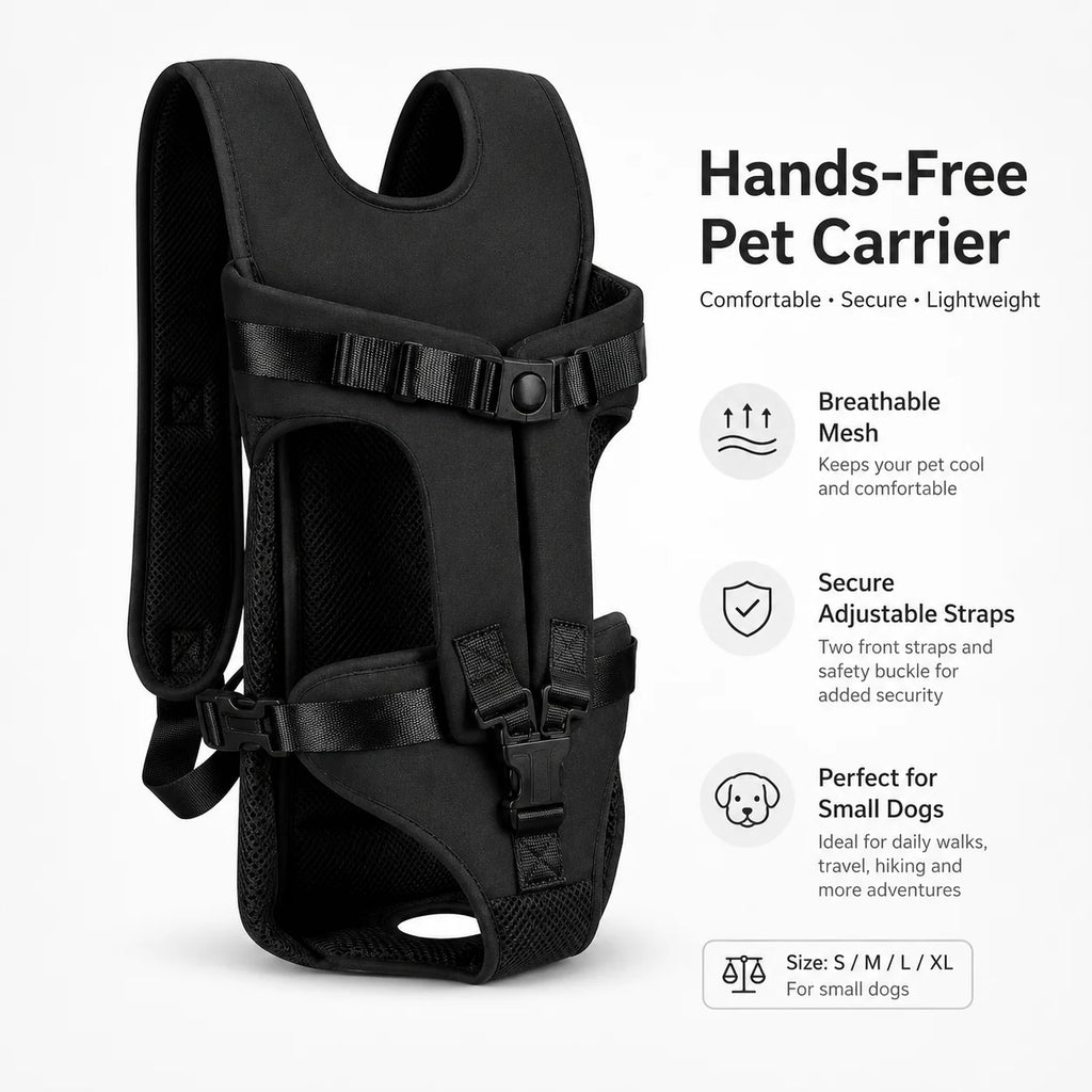 Hands-Free Pet Chest Carrier (Breathable Mesh, Adjustable, Travel)