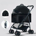 Portable Lightweight Foldable Pet Stroller with Detachable Cat Basket