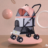 Luxury 3-in-1 Dog Travel Stroller Cat Puppy Carrier 4 Wheels Portable Folding Pet Strollers Elegant Transparent Detachable