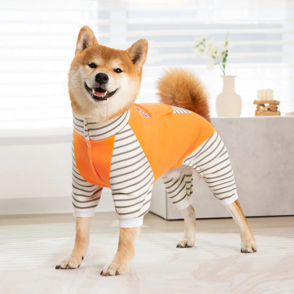 Striped Turtleneck Dog Jumpsuit