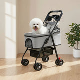 Pet Stroller with Detachable Carrier Ventilated Foldable Pet Stroller Dog Pram Breathable One-Hand Folding for Small Dogs