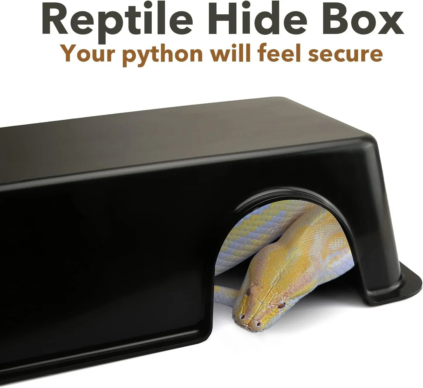Ventilated Reptile Hide Box — Rectangular Shelter for Geckos, Snakes & Spiders