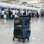 Double-Deck Breathable Pet Trolley Carrier Bag with Telescopic Handle — Portable Travel Bag for Vet Visits