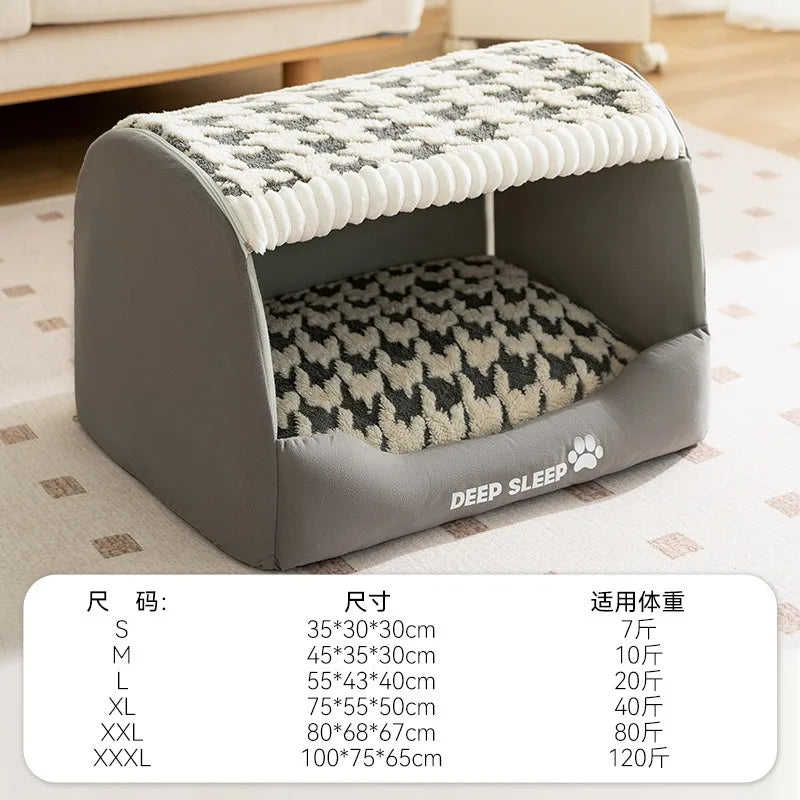 Quilted Winter Dog Den Bed