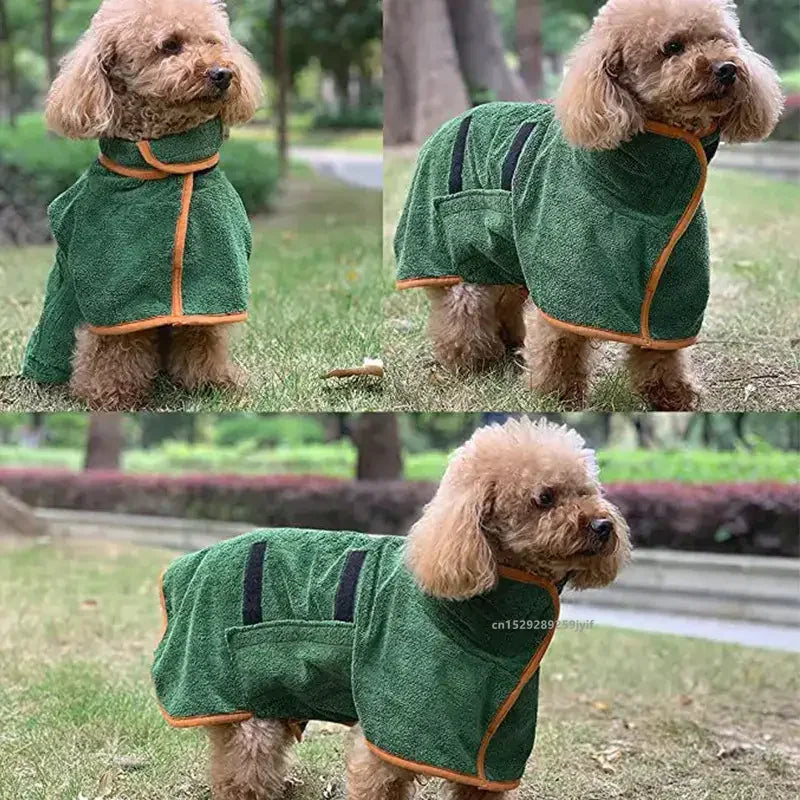 Dog Bathrobe Towel — Absorbent Quick-Drying Wrap, XS-XL