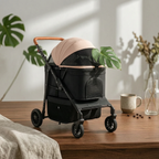 Foldable Large Dog Wagon Stroller with Adjustable Handle & Mesh Windows
