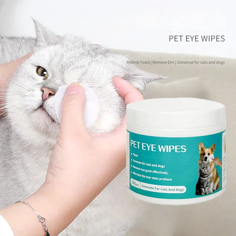 Pet Eye Wipes — Gentle Cotton Cleaning Wipes for Cats & Dogs