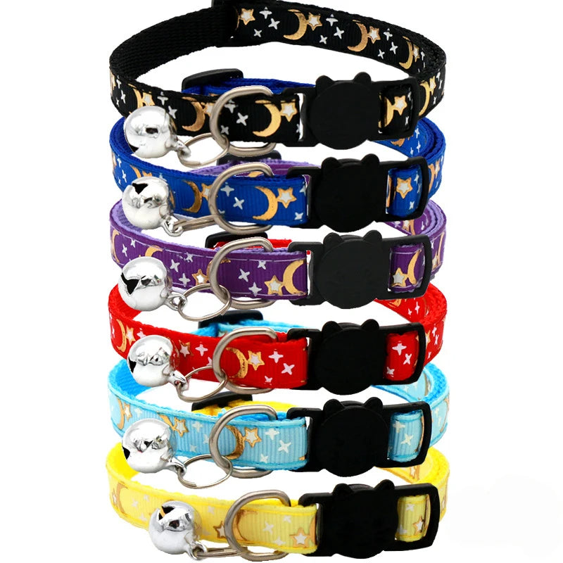 Star & Moon Charm Bell Collar for Cats