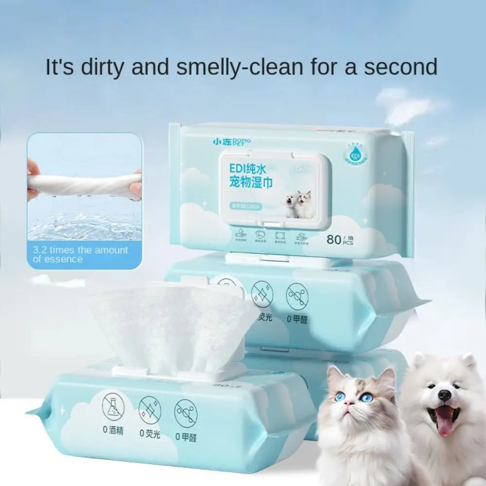 Pure Water Eye & Ear Wipes for Dogs & Cats — Tear Stain Removal (80-Pack)