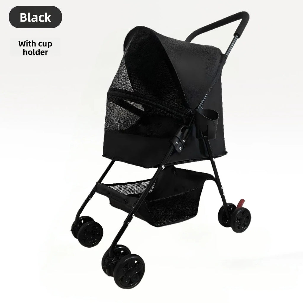Foldable Lightweight Pet Trolley Stroller for Cats & Small Dogs — Outdoor Travel Cart