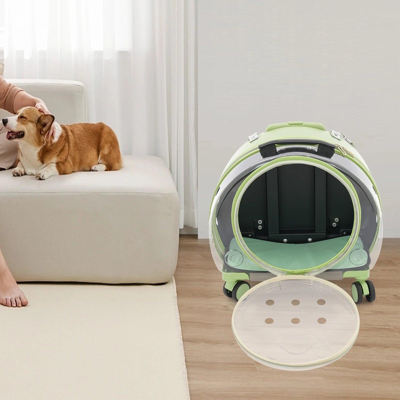3-Section Expandable Rolling Pet Carrier Stroller with Front Opening for Small Dogs & Cats