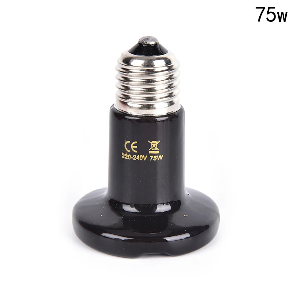 Black Ceramic Heat Emitter — No-Light Infrared Bulb for Snake & Chameleon Tanks