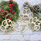 Personalized Laser-Engraved Pet Paw Christmas Bauble
