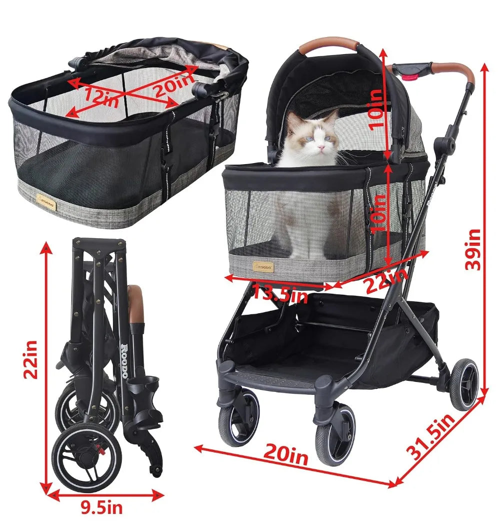 3-in-1 All-Terrain Dog & Cat Stroller with Detachable Carrier up to 35 lbs
