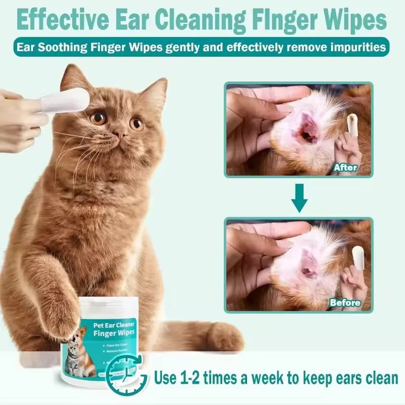 Disposable Ear Cleaning Finger Wipes — Ear Mite Control for Pets