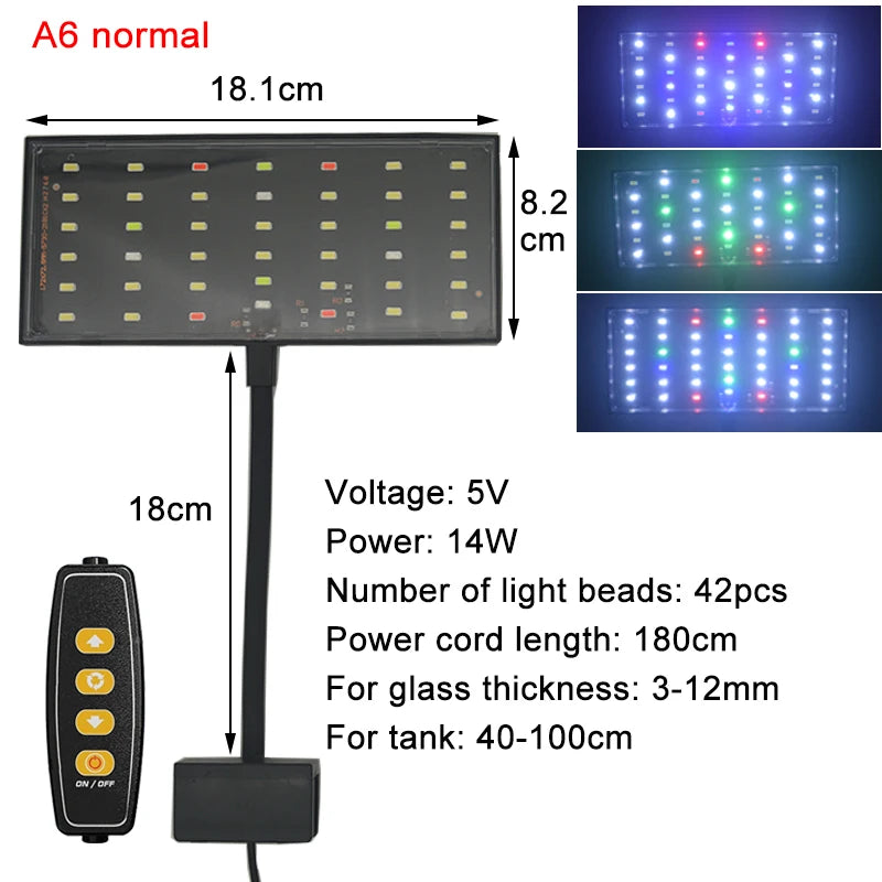 USB Full Spectrum Aquarium LED Grow Light (Aquatic Plants, Clip-On)