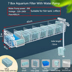 Wall-Mounted Waterfall Aquarium Filter Box (Silent, Built-In, Back Filter)