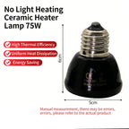 Ceramic Infrared Heat Lamp — No-Light Nighttime Heat for Lizards & Snakes, 25W-100W