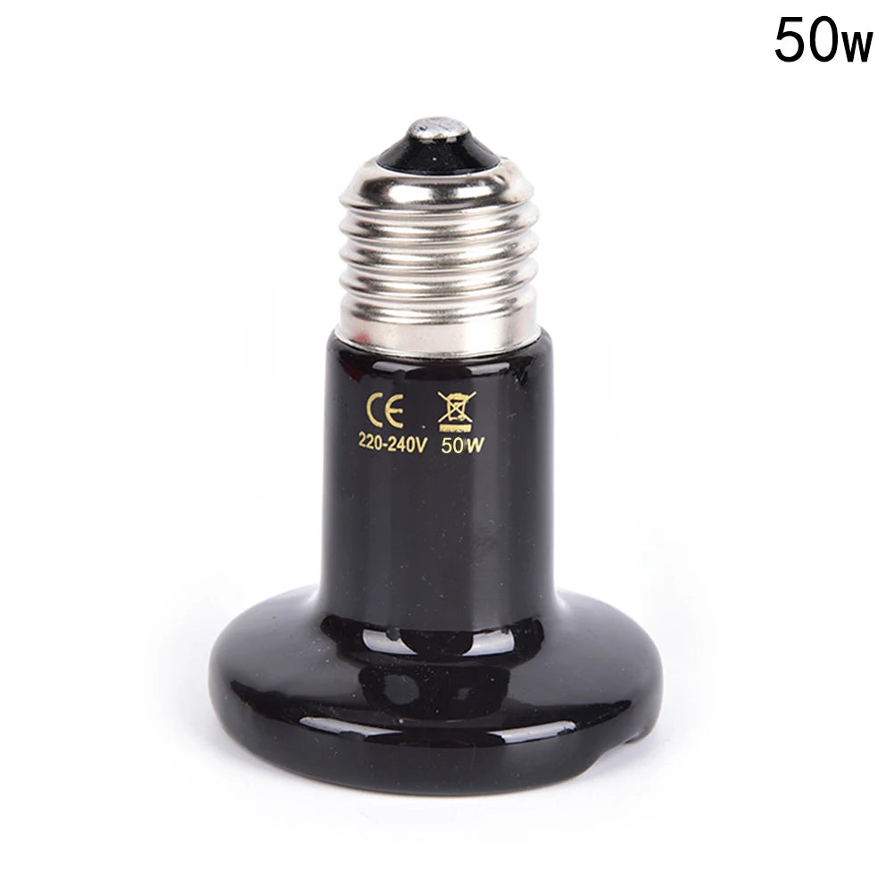 Black Ceramic Heat Emitter — No-Light Infrared Bulb for Snake & Chameleon Tanks