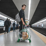 Pet Carrier with Wheels Transparent Pet Carrier Suitcase Hard-Sided Cats, Small Dogs, Travel, Airport, Professional Visits