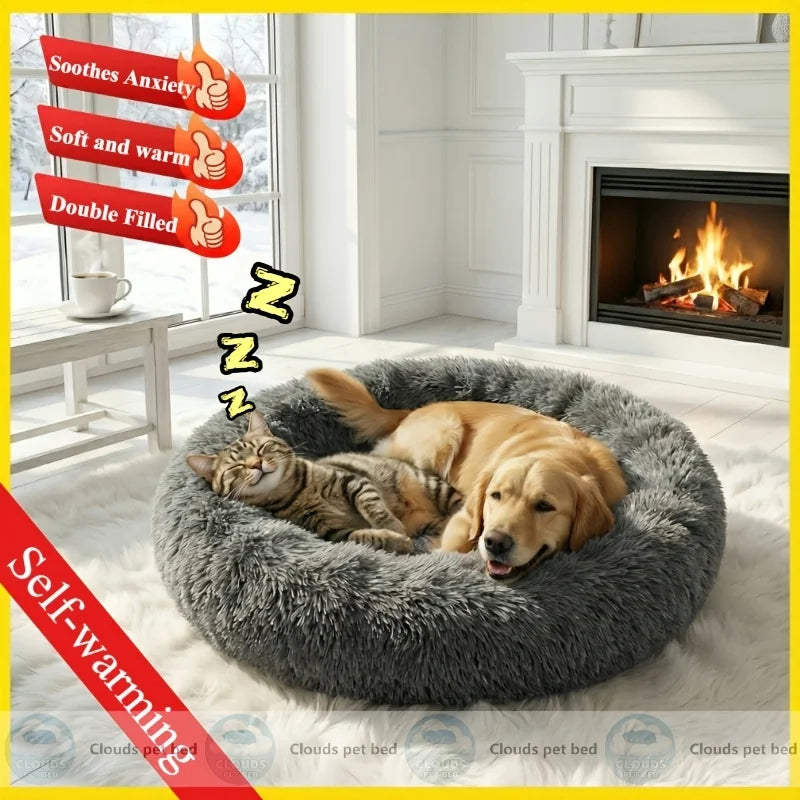 Calming Pet Bed with Extra-Soft Filling, Available in 9 Colors