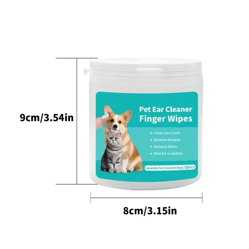 Disposable Ear Cleaning Finger Wipes — Ear Mite Control for Pets