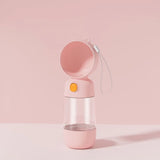 2-in-1 Pet Water Bottle with Food Container (Transparent, Easy Clean)