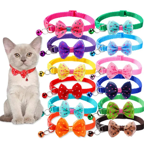 Adjustable Bow Bell Collar — Soft Universal Fit for Cats & Dogs