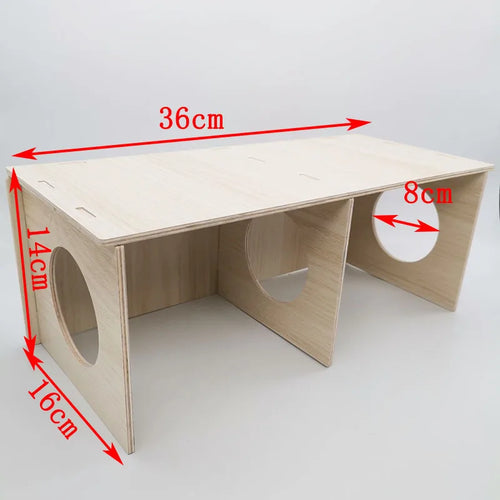 Solid Wood Small Pet Shelter — Natural House for Hamsters & Hedgehogs