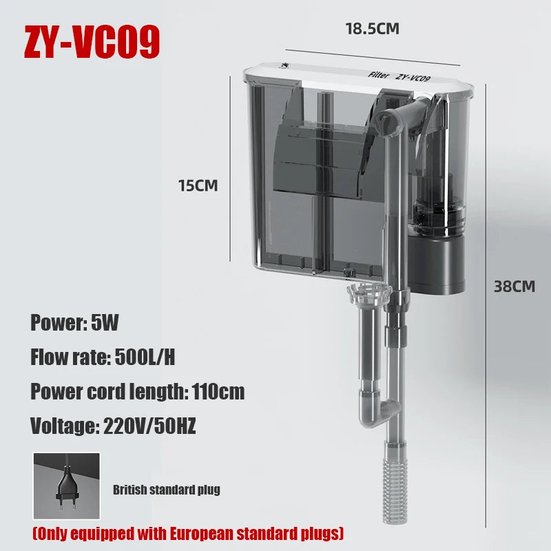 Wall-Mounted 3-in-1 Aquarium Waterfall Filter Pump (110V/220V)