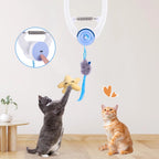 Door-Hanging Auto-Rebound Cat Teaser with 3 Catnip Mice — Retractable Indoor Play Toy