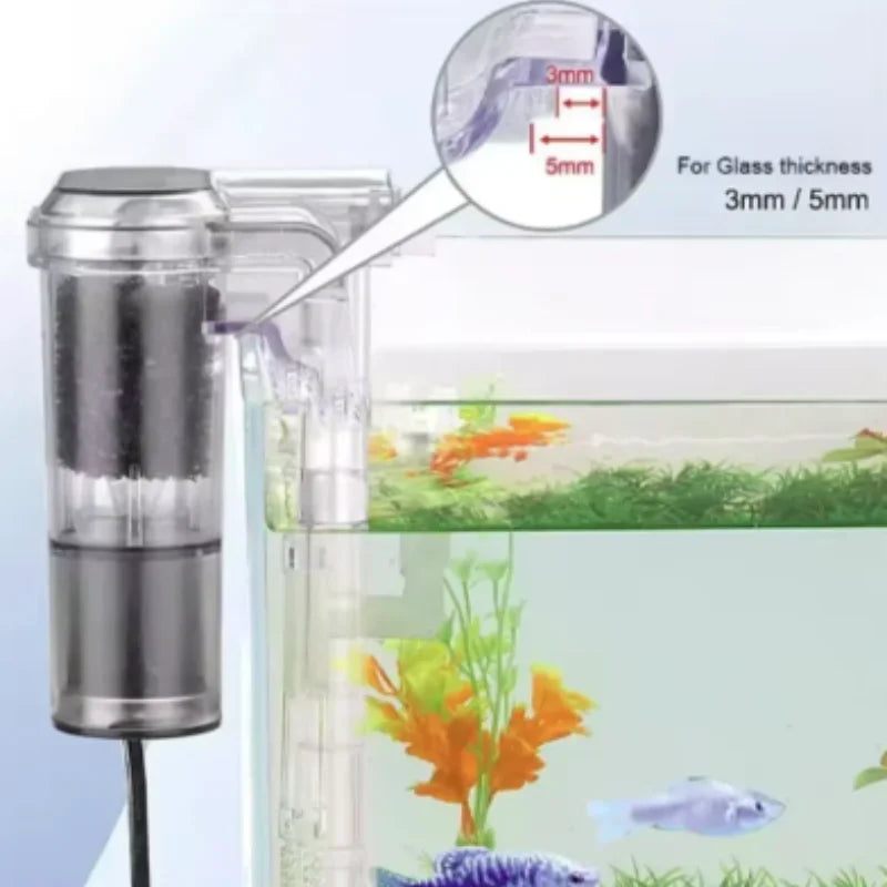 Mini USB Wall-Mounted Aquarium Waterfall Filter (Small Fish Tank, Silent)